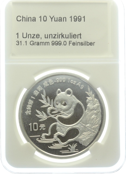 China 10 Yuan 1991 Silber Panda - 1 Unze Feinsilber